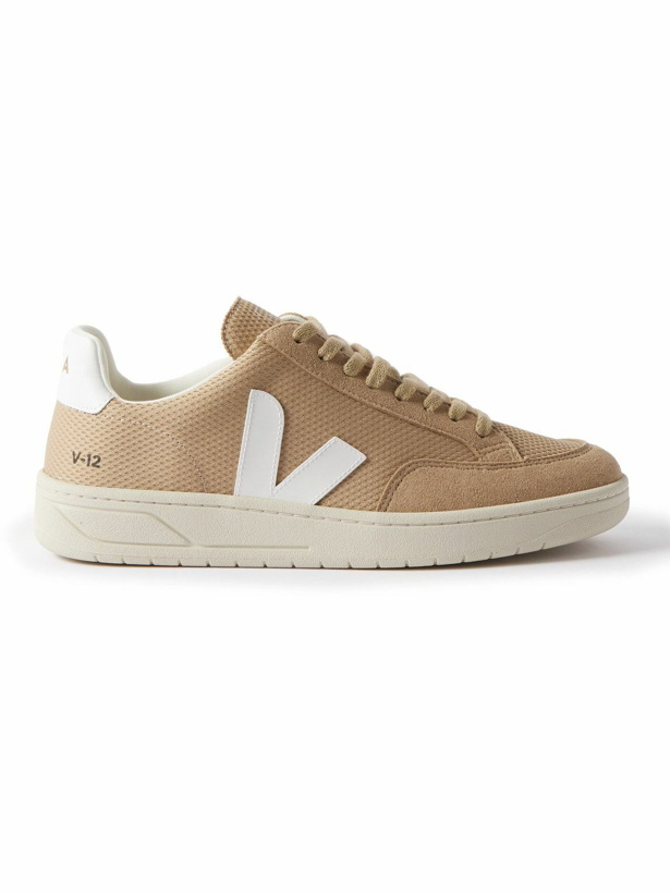 Photo: Veja - V-12 Faux Leather and Vegan Suede-Trimmed Alveomesh Sneakers - Brown