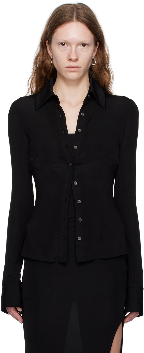 Louisa Ballou Black Button-Down Shirt