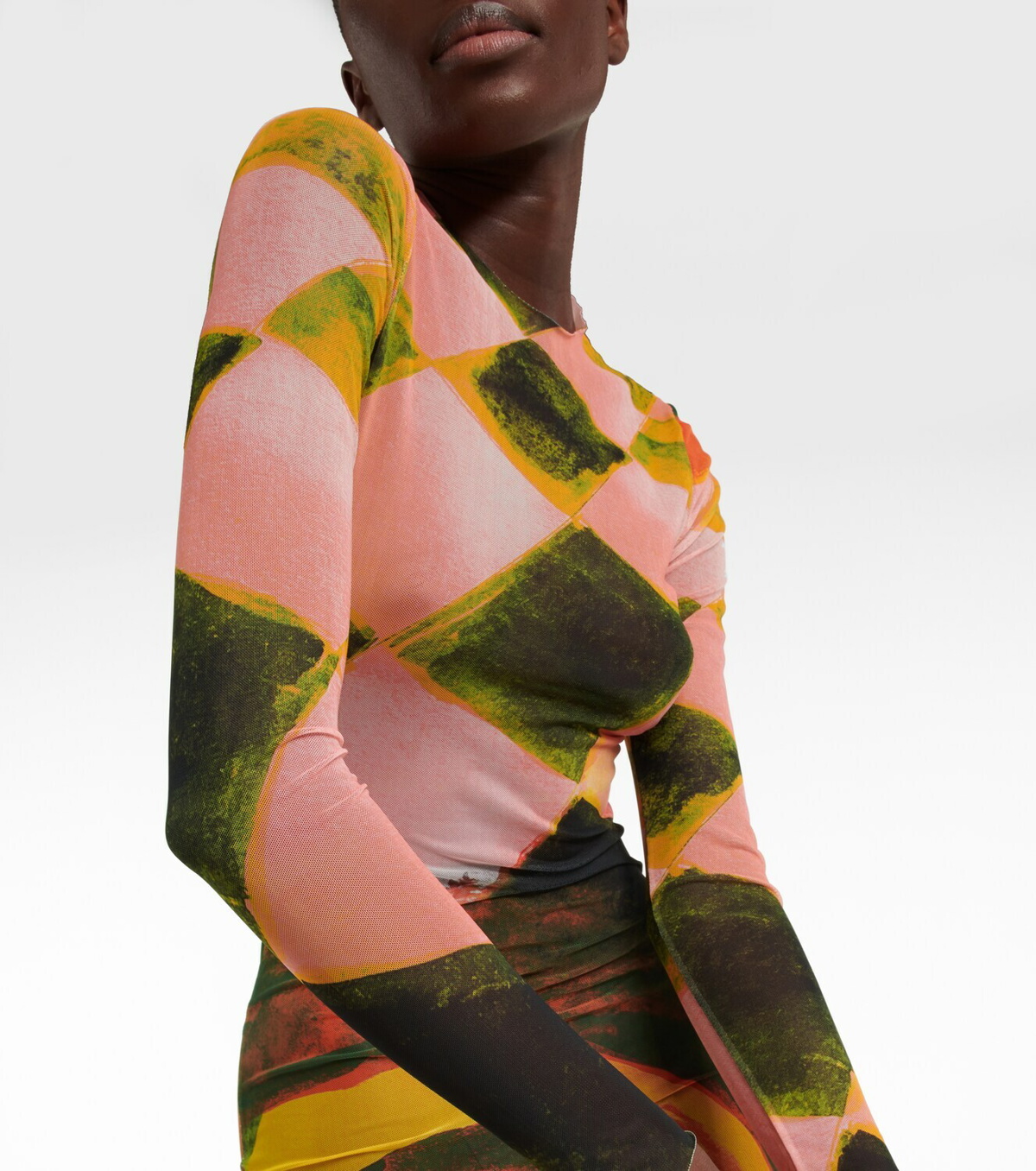 Printed Mesh Top in Multicoloured - Louisa Ballou