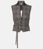 Brunello Cucinelli Belted checked virgin wool vest