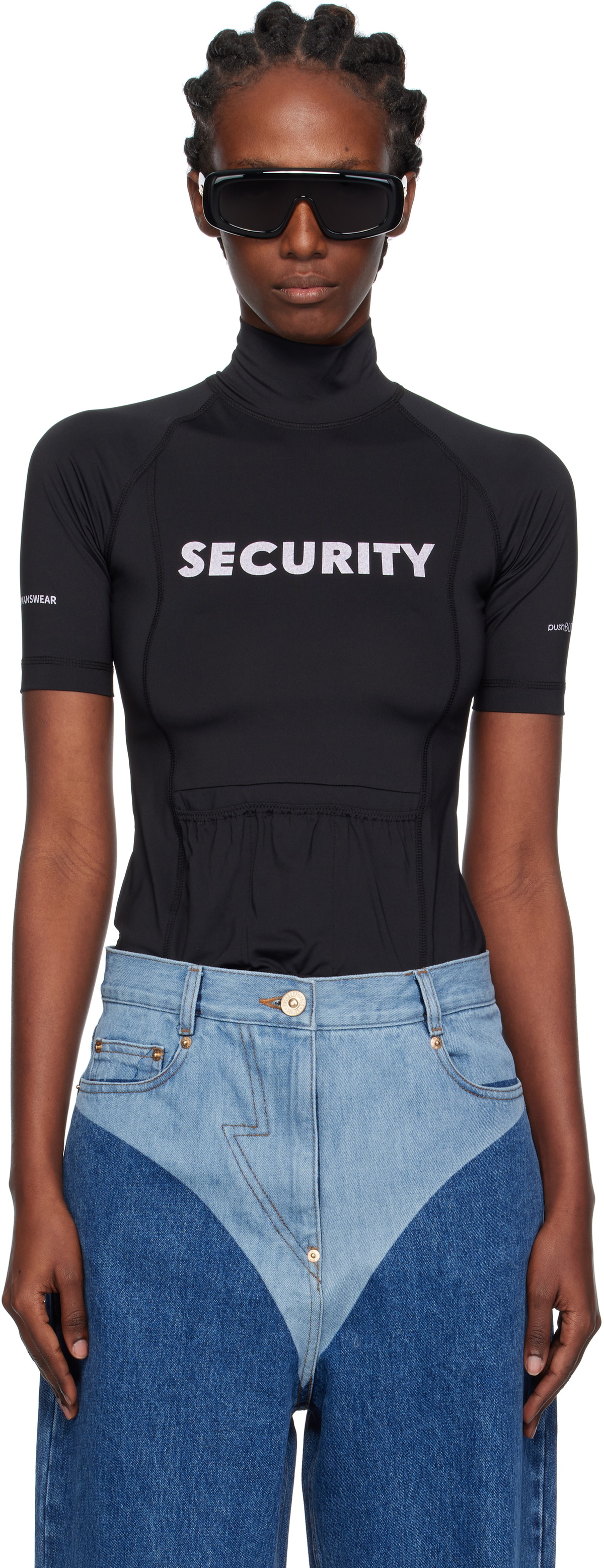 Pushbutton Black 'Security' Pocket Turtleneck