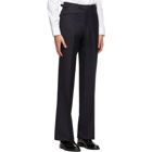 Husbands Navy Wide-Leg Tapered Trousers