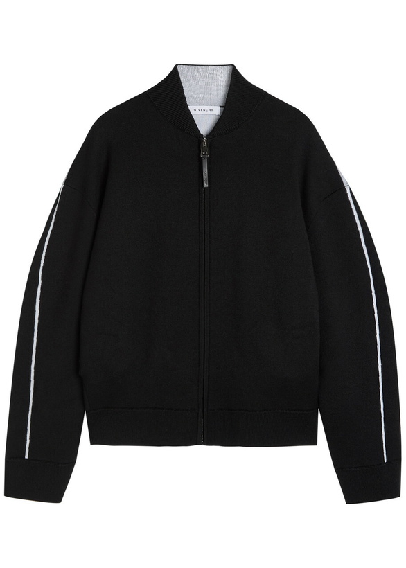 Photo: Givenchy Couture Logo-intarsia Wool-blend Cardigan Black