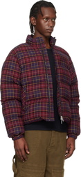 Off-White Burgundy Spray Arrow Check Flannel Down Jacket