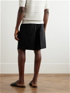 Zegna - Wide-Leg Belted Oasi Lino Shorts - Black