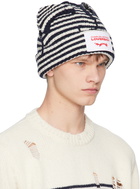 Charles Jeffrey Loverboy Navy & White Chunky Ears Beanie