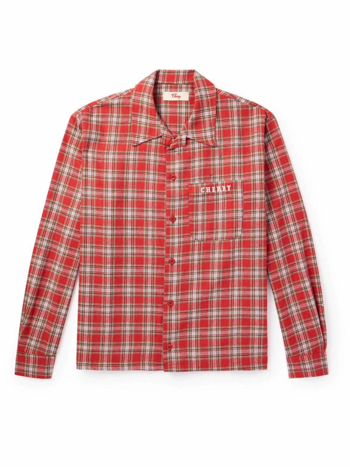 Cherry Los Angeles - Logo-Embroidered Checked Cotton-Flannel