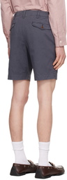 RRL Blue Garment-Dyed Chino Officer's Shorts
