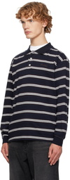 Dunst Navy Stripe Collared Polo