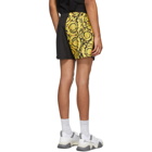 Versace Underwear Black and Yellow Barocco Gym Shorts