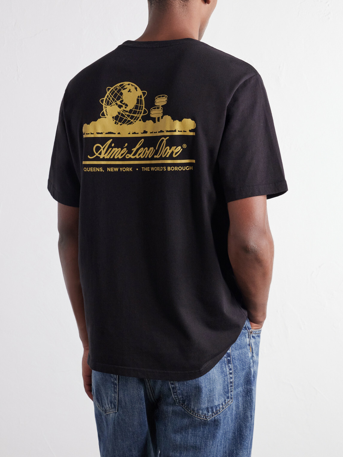 Aimé Leon Dore - Unisphere Logo-Print Cotton-Jersey T-Shirt - Black