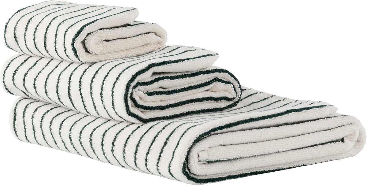 Tekla Green Striped Towel Set, 3 pcs