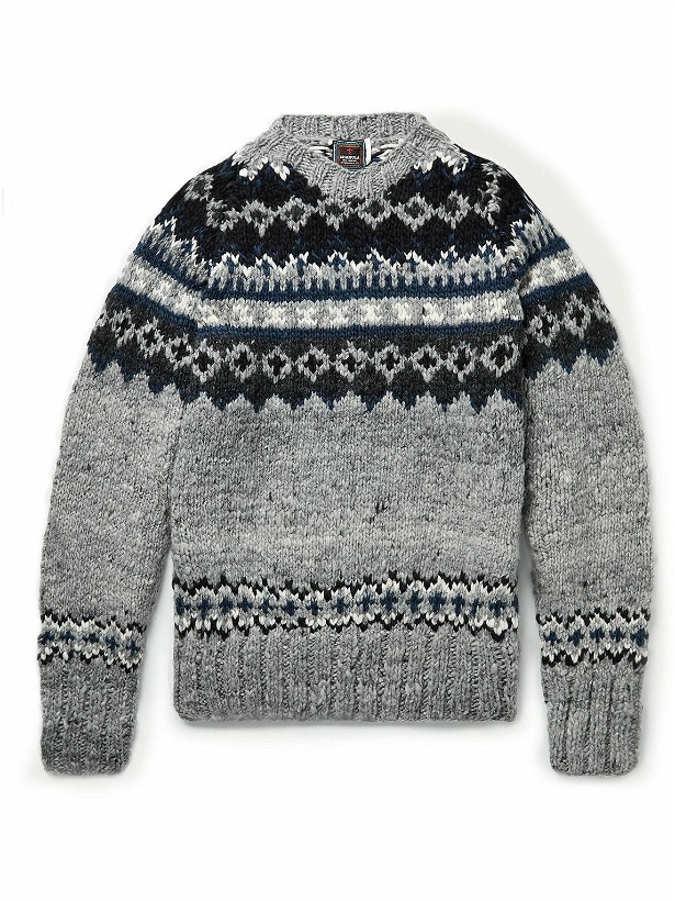 Photo: Chamula - Fair Isle Merino Wool Sweater - Gray