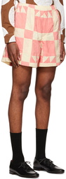 Bode Pink & Off-White Quilt Shorts