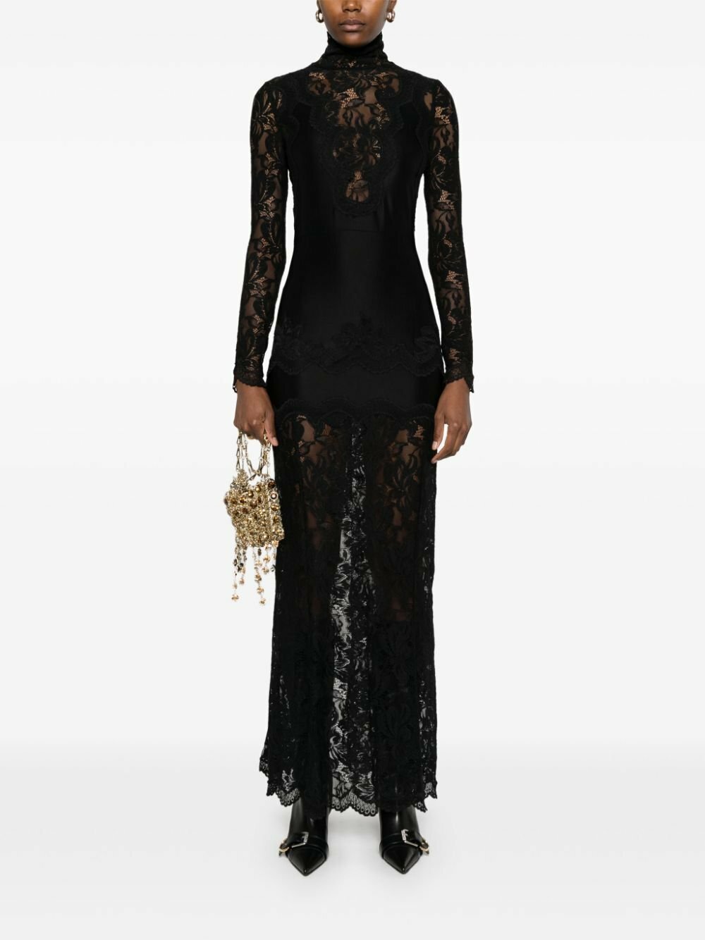 chinese dress ladies Maison Margiela // Embroidered Lace Midi Dress  VSP Consignment
