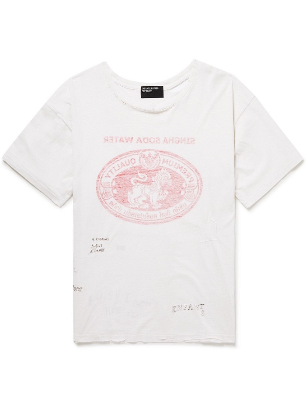 Photo: Enfants Riches Déprimés - Distressed Printed Cotton-Jersey T-Shirt - White
