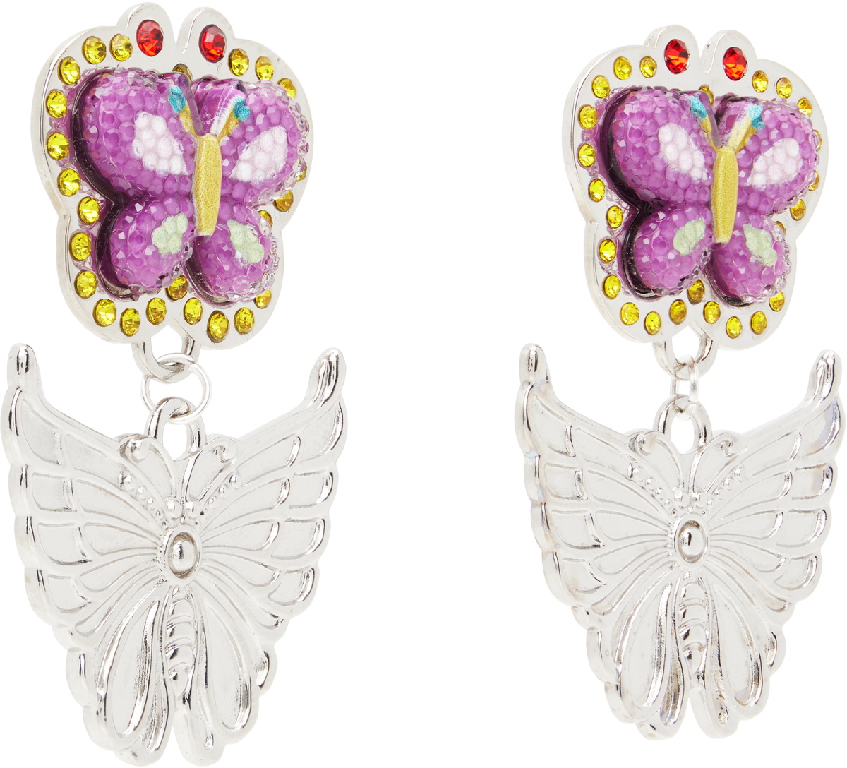 Chopova Lowena Stacked Butterfly Drop Earrings