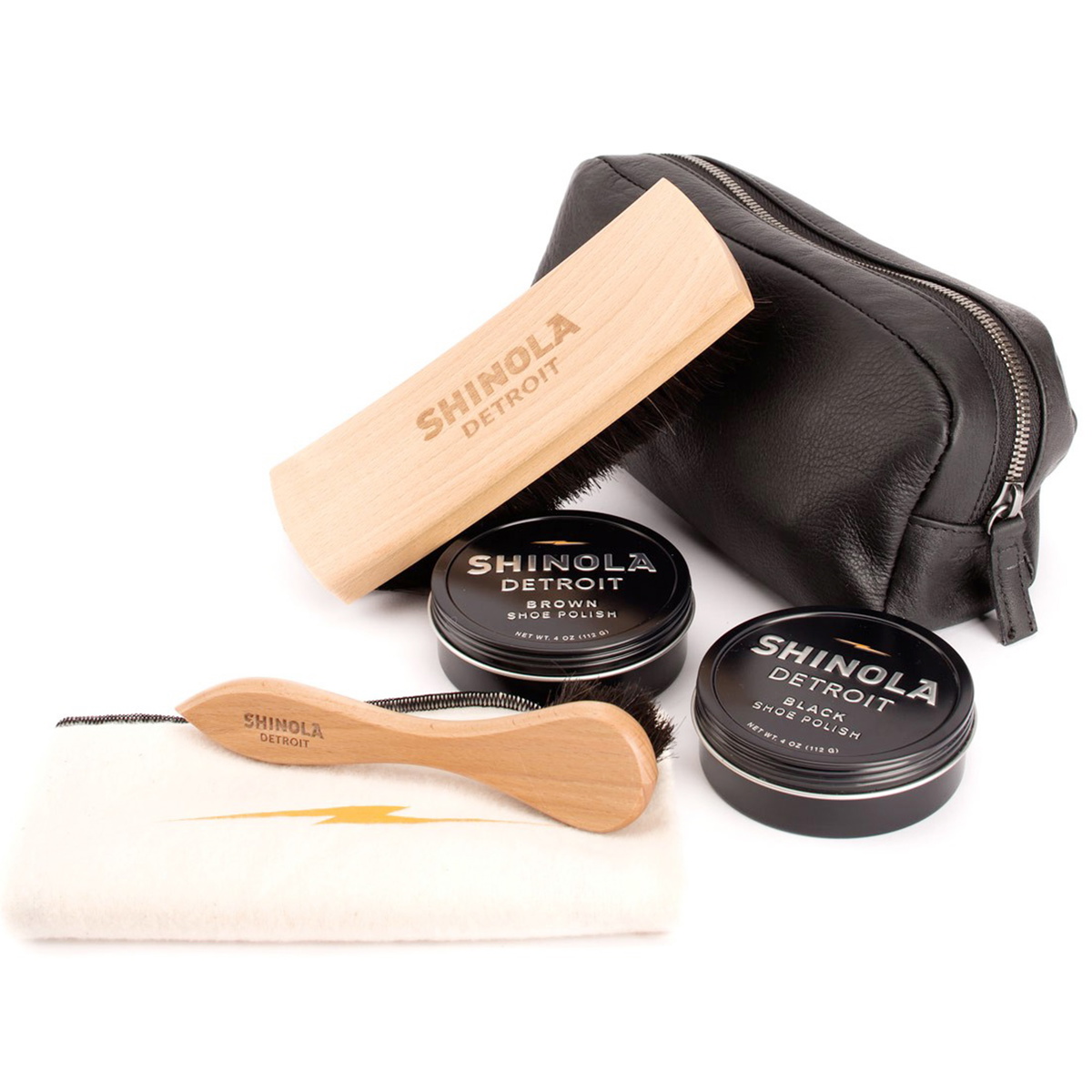 Shinola - Luxe Black Leather Zip Travel Kit