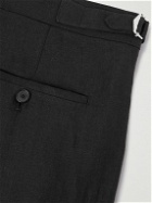 Caruso - Straight-Leg Pleated Linen Trousers - Black