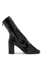 Lemaire Glove 90 Crinkled Glossed Leather Ankle Boots Black