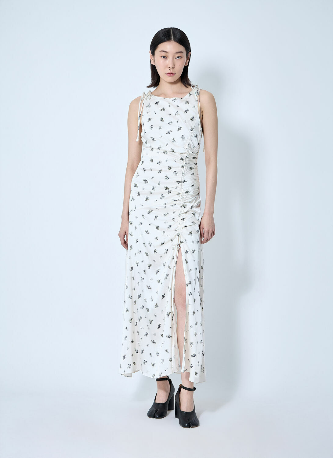 GANNI Printed Gathered Maxi Dress