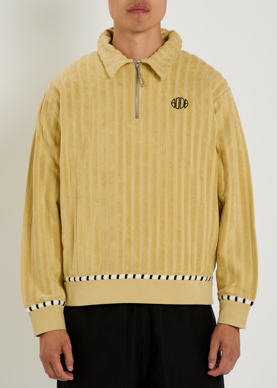 Bode Croquet Ground Striped Terry-cotton Sweatshirt Green