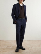 Eleventy - Slim-Fit Tapered Stretch-Wool Flannel Trousers - Blue