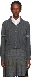 Thom Browne Gray Baby Cable Stitch Shawl Collar Cardigan