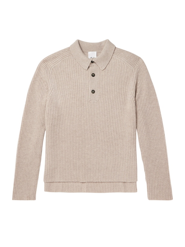 Photo: Allude - Ribbed Virgin Wool and Cashmere-Blend Polo Sweater - Neutrals