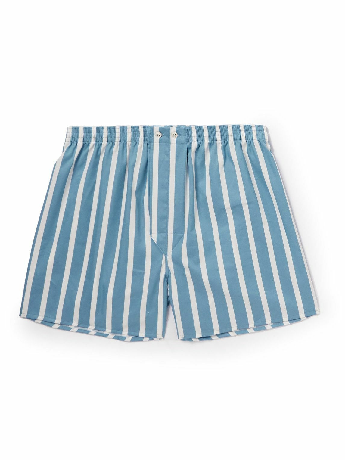 Photo: Derek Rose - Royal 219 Slim-Fit Striped Cotton Boxer Shorts - Blue
