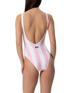 MC2 Saint Barth Woman Scoopback Striped Print One-piece Swimsuit | Fiorucci Special Edition