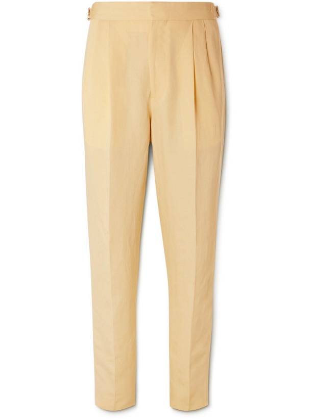 Photo: UMIT BENAN B - Richard Pleated Woven Suit Trousers - Yellow - IT 46