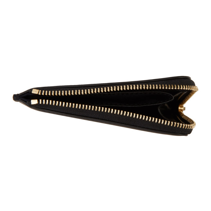 Maison Kitsune Black Tricolor Logo Leather Coin Purse Maison