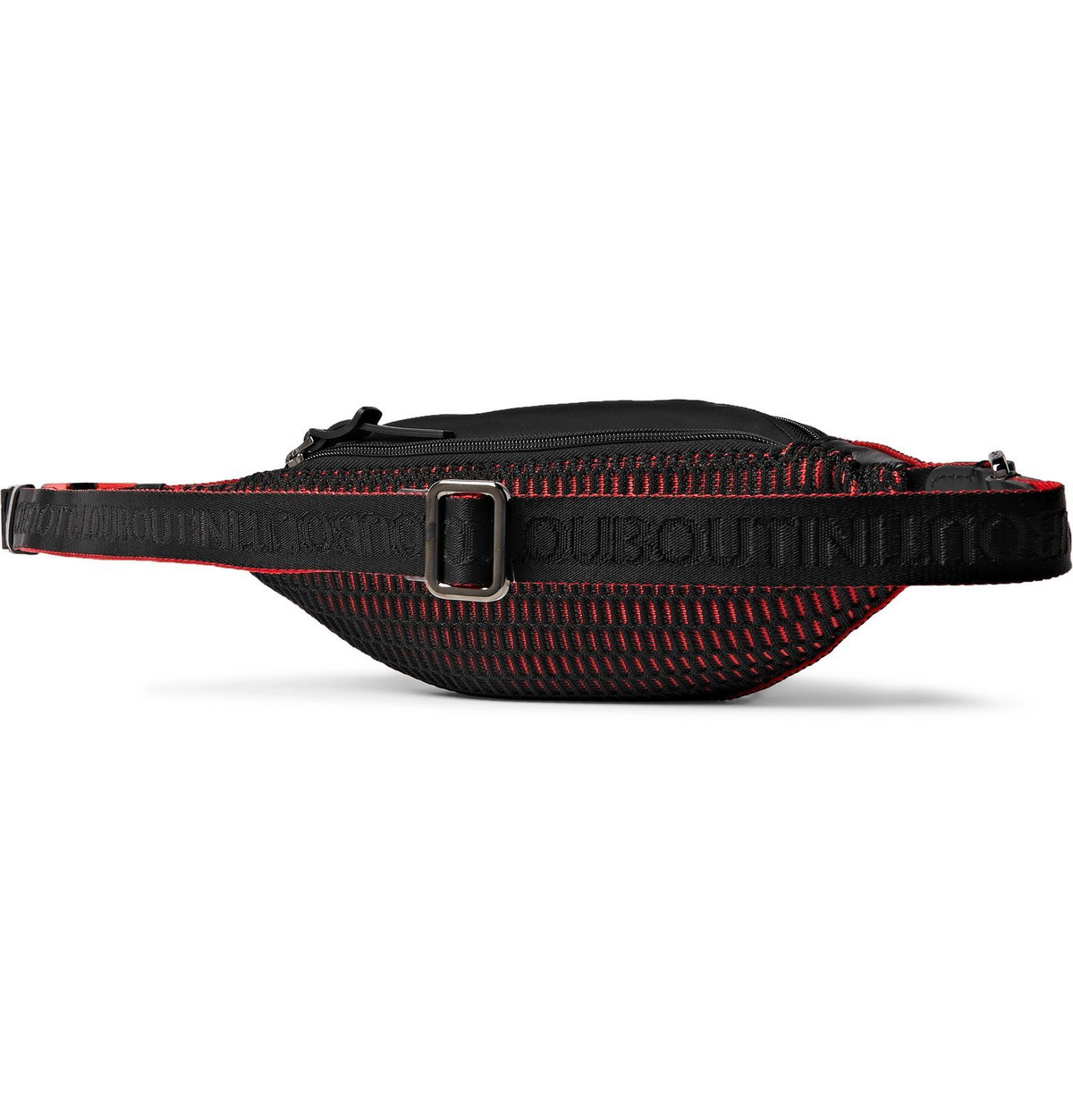 Christian Louboutin - Studded Leather-Trimmed Nylon and Mesh Belt Bag - Black