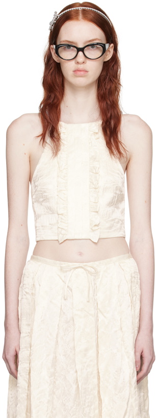 Photo: Shushu/Tong Off-White Ruffled Tank Top