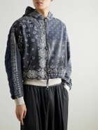 KAPITAL - Panelled Bandana-Print Cotton-Jersey and Quilted Shell Hoodie - Blue