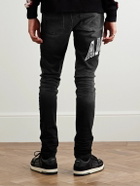 AMIRI - Skinny-Fit Logo-Appliquéd Distressed Embroidered Jeans - Black