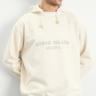 Stone Island Men's Marina Garment Dyed Logo Hoodie in Ivory