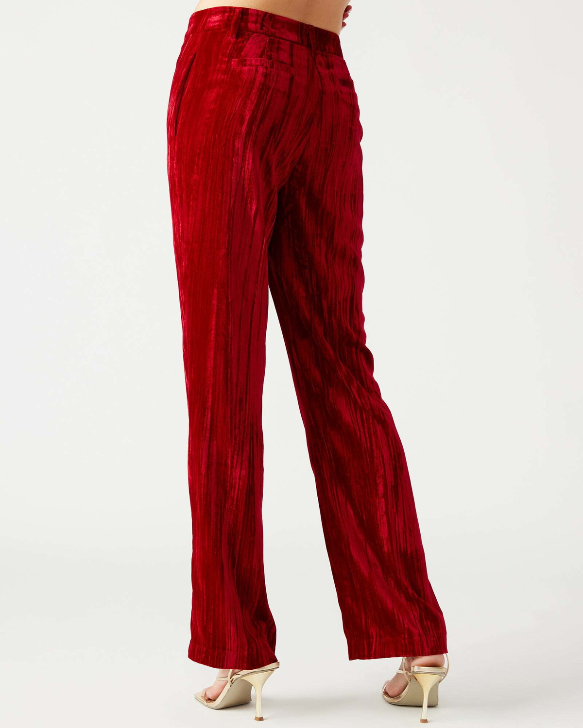 Steve Madden Mercer Crushed Velvet Pants in Red