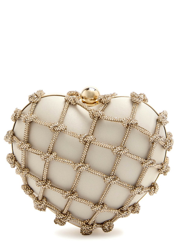 Photo: Rosantica Cupido Nodi Crystal-embellished Satin Cross-body bag - Grey - One Size