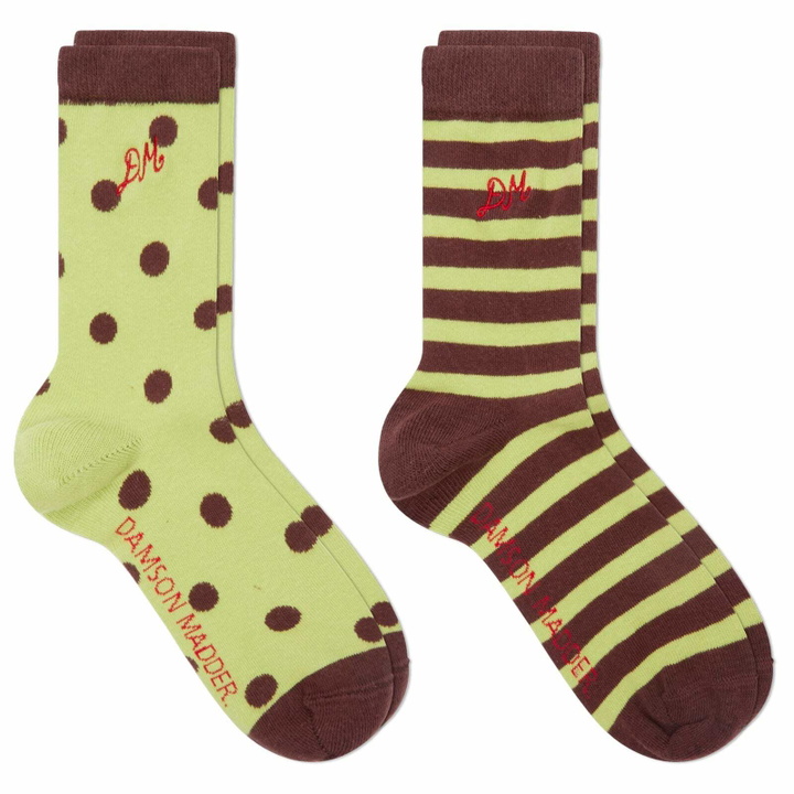 Photo: Damson Madder Women's Calf Length 2 Pack Socks in Multi 