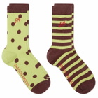 Damson Madder Women's Calf Length 2 Pack Socks in Multi 