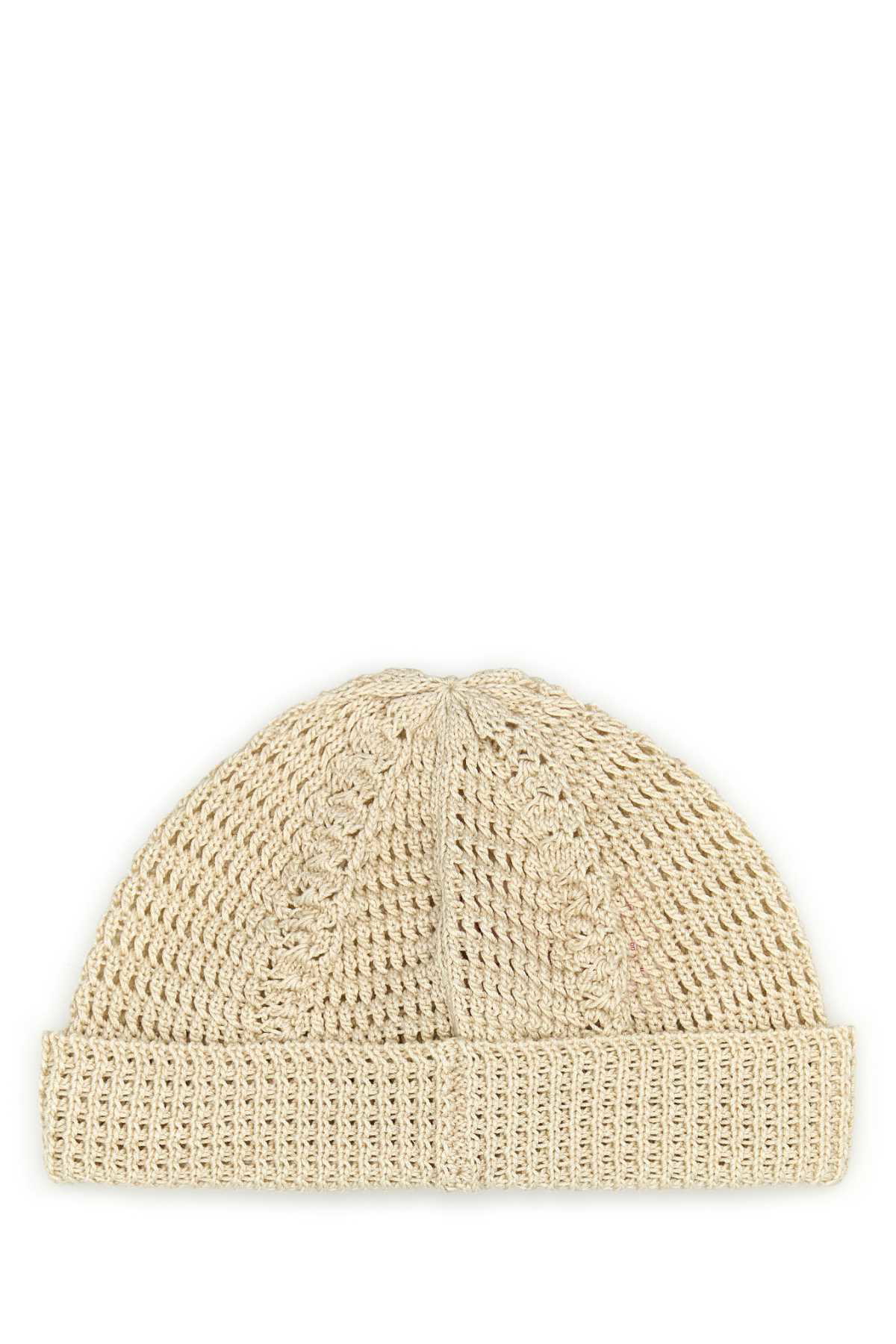 ニットキャップ・ビーニー VALENTINO GARAVANI Cotton and wool beanie with logo Valentino Garavani Sand Cotton Knitted Vlogo Signature