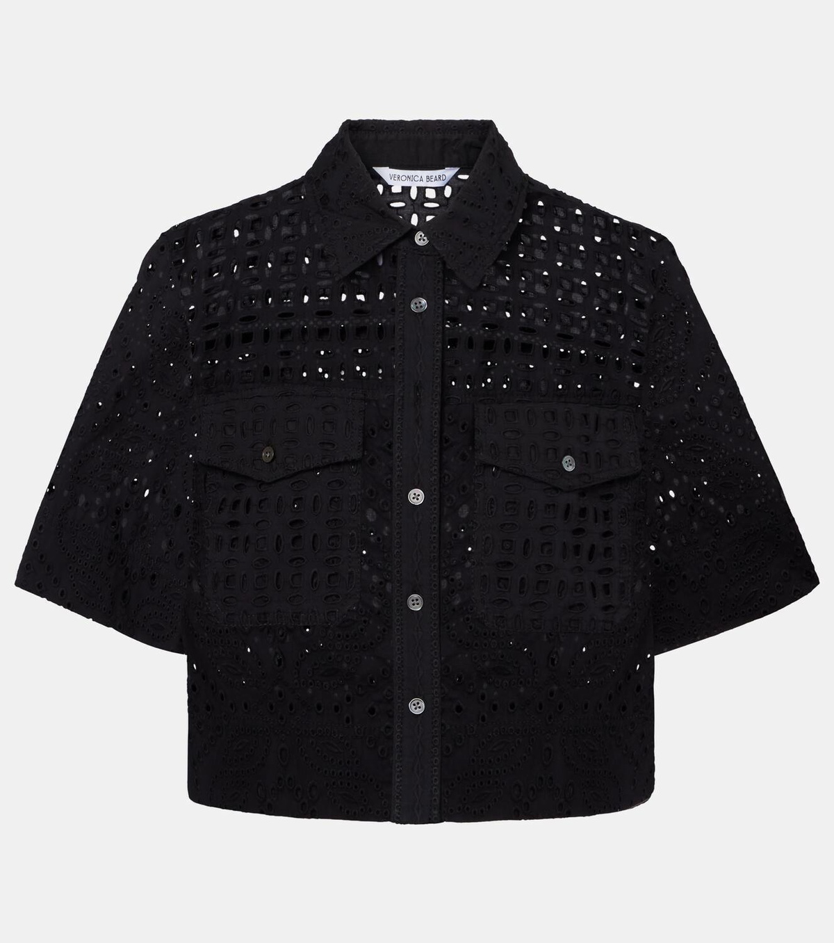 Veronica Beard Spruce embroidered cotton shirt