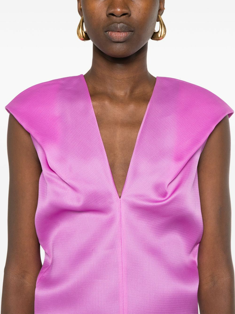 KHAITE Purple V-Neck Silk Dress