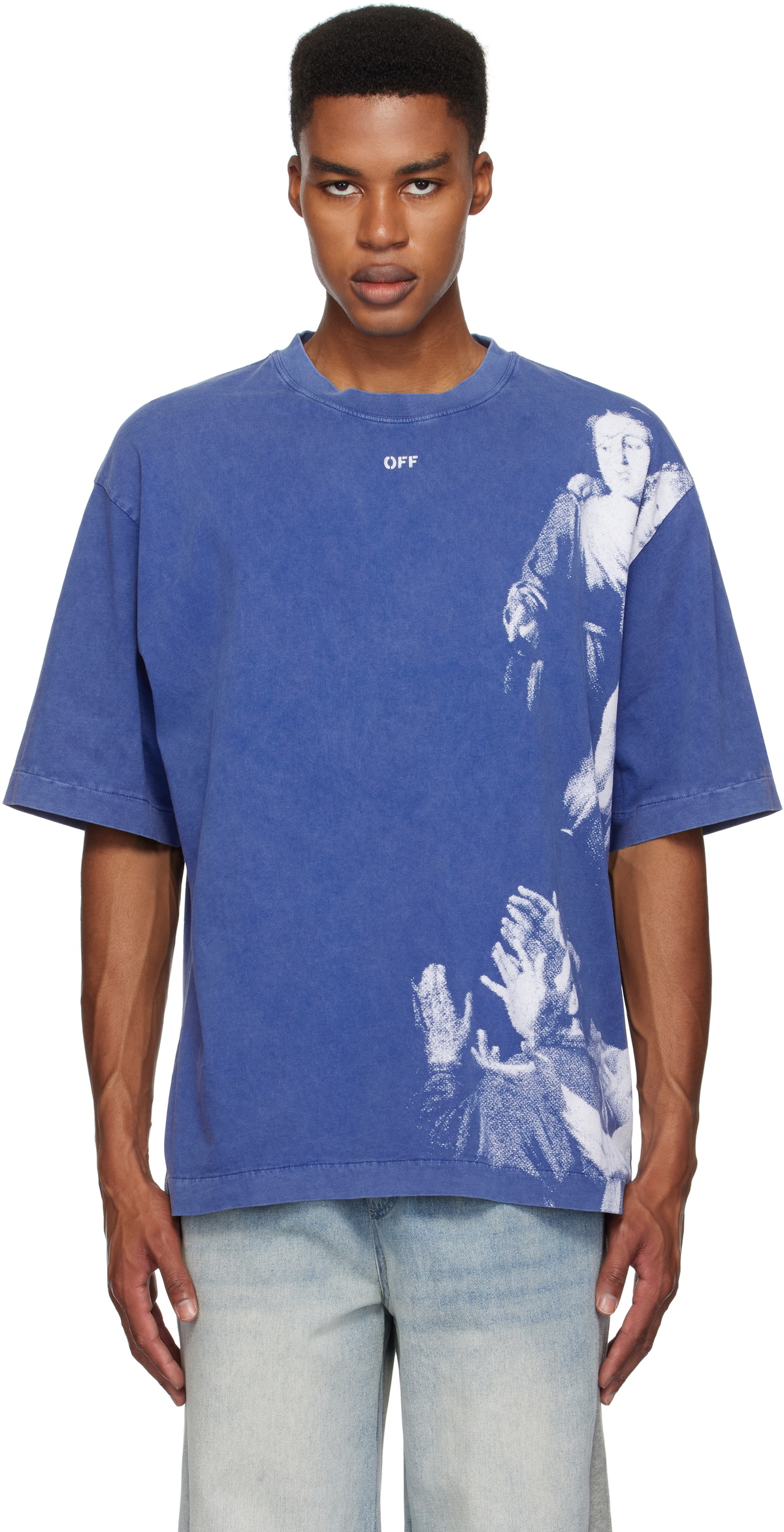 【関税無】 Off-White / Blurred Mary Skater T-Shirt / Tシャツ Off-White Blue Blurred Mary Skate T-shirt Off-White