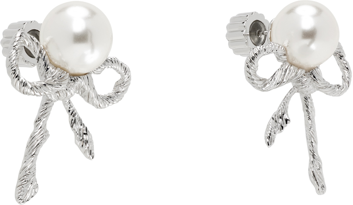 SHUSHU/TONG YVMIN Edition Twisted Rope Bow Faux-Pearl Earrings