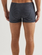Hemen Biarritz - Albar Striped Ribbed Organic Stretch-Cotton Boxer Briefs - Blue