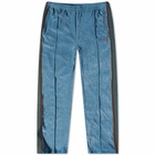 Needles Men's Velour Narrow Track Pant in Blue Grey