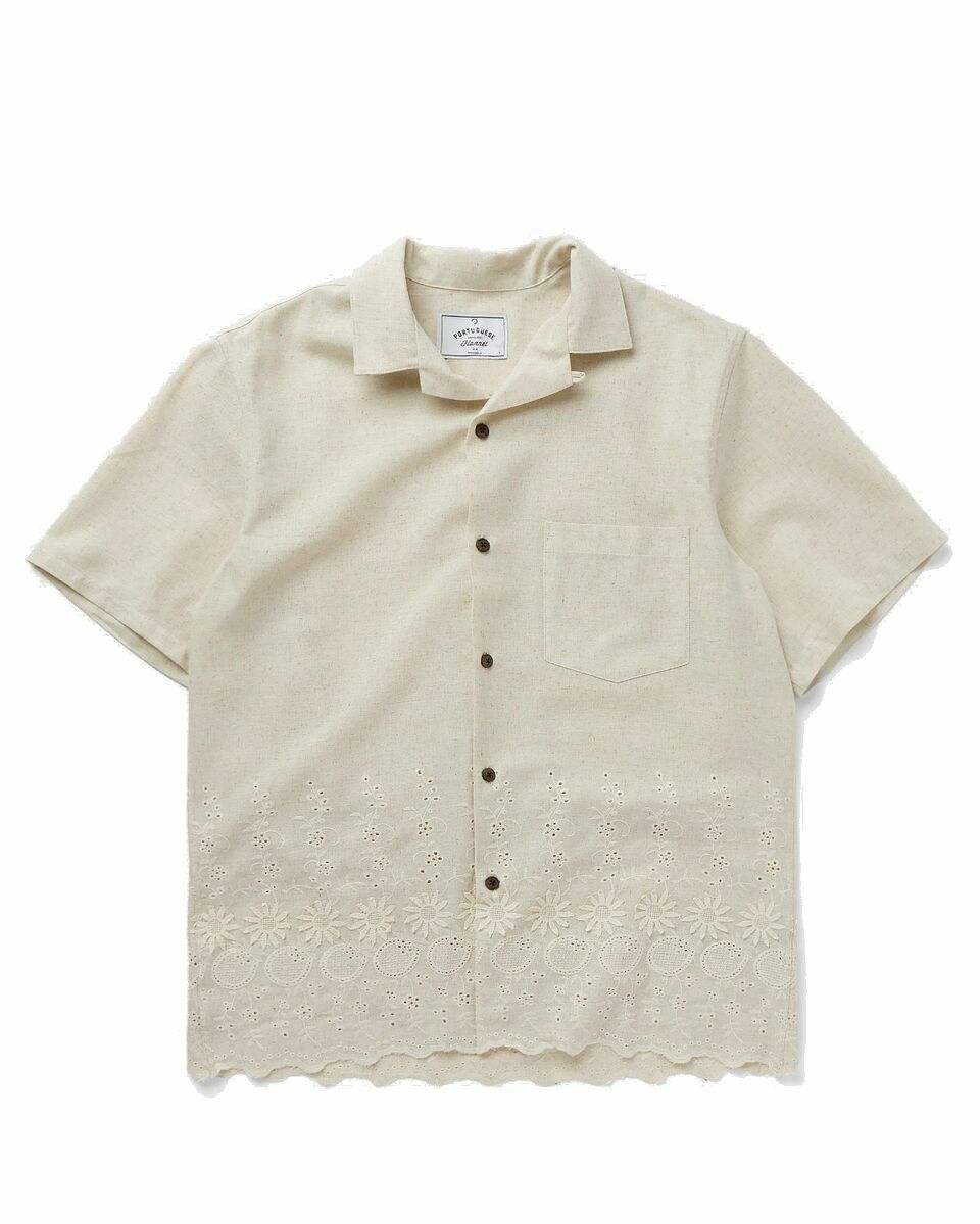 Photo: Portuguese Flannel Raw Flower Embroidery Beige - Mens - Shortsleeves